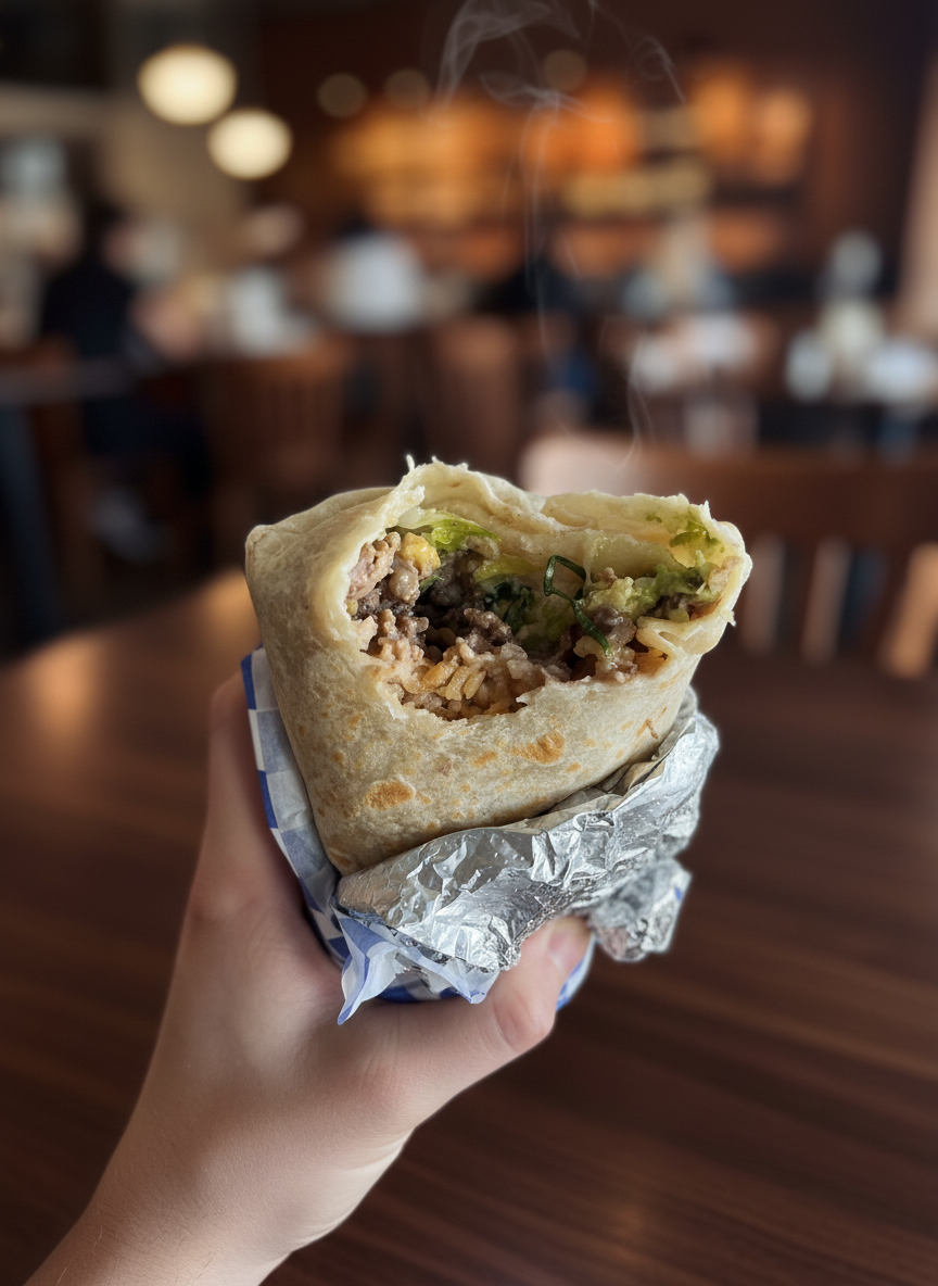 Stuffed wrap in hand